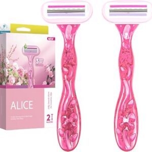 alice razor for women set of 2 body shavers triple stainless blades flexible head light pink for 119.6
